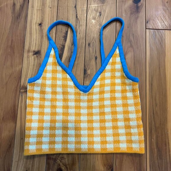 Urban Outfitters Tops - UO Joey Orange Gingham Cropped Tank